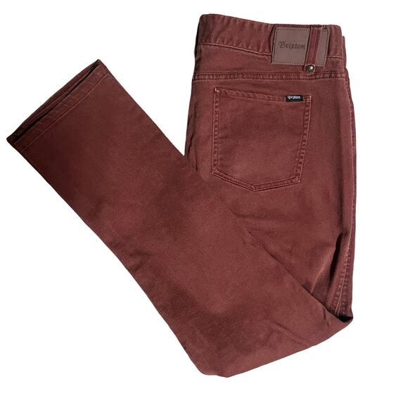 Brixton Mens Jeans Pinecone Brown Rust 34X30 Straight Leg Denim Pants - Picture 1 of 12
